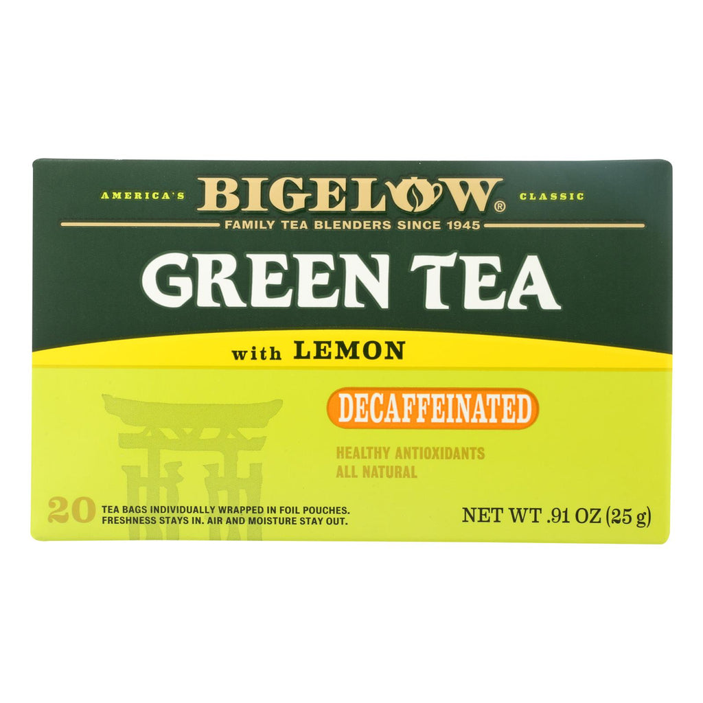 Bigelow Tea Decaffeinated Tea - Green Tea With Lemon - Case Of 6 - 20 Bag - Lakehouse Foods
