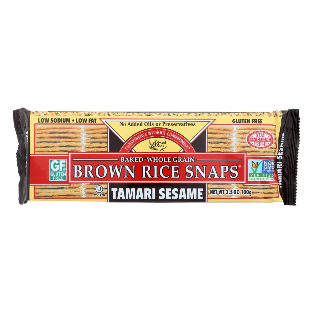 Edward And Sons Brown Rice Snaps - Tamari Sesame - Case Of 12 - 3.5 Oz. - Lakehouse Foods