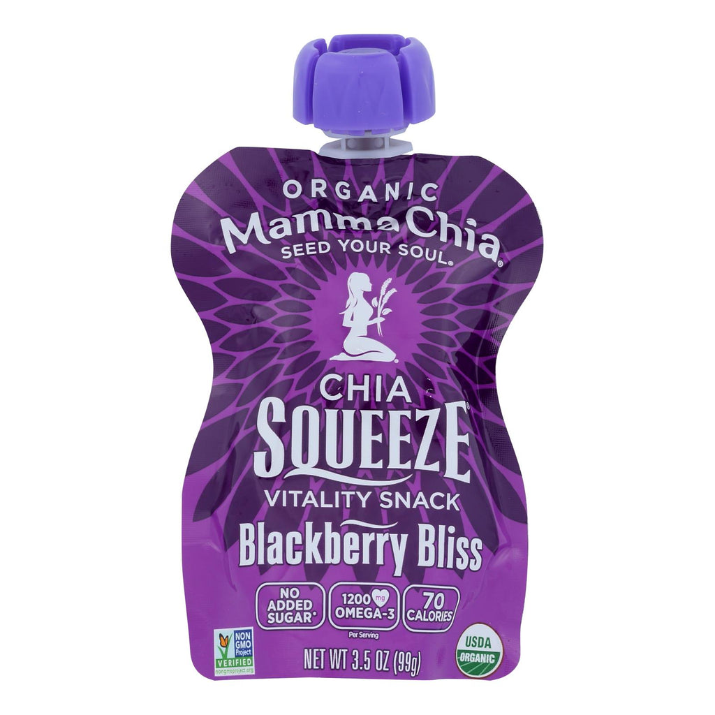 Mamma Chia Squeeze Vitality Snack - Blackberry Bliss - Case Of 16 - 3.5 Oz. - Lakehouse Foods