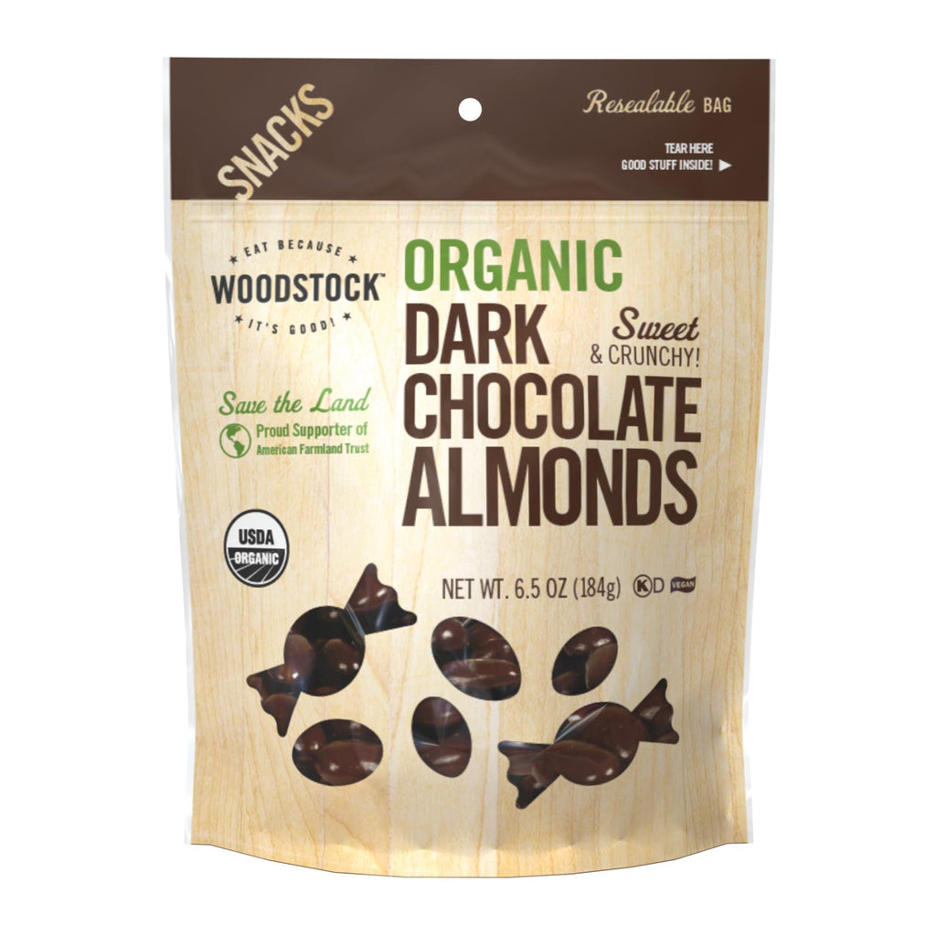 Woodstock Organic Dark Chocolate Almonds - Case Of 8 - 6.5 Oz - Lakehouse Foods