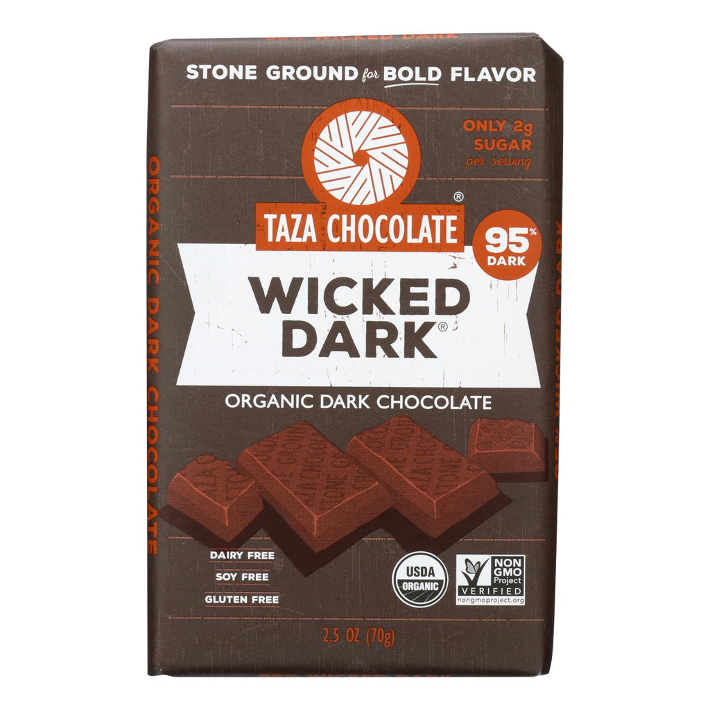 Taza Chocolate Stone Ground Organic Dark Chocolate Bar - Wicked Dark - Case Of 10 - 2.5 Oz. - Lakehouse Foods