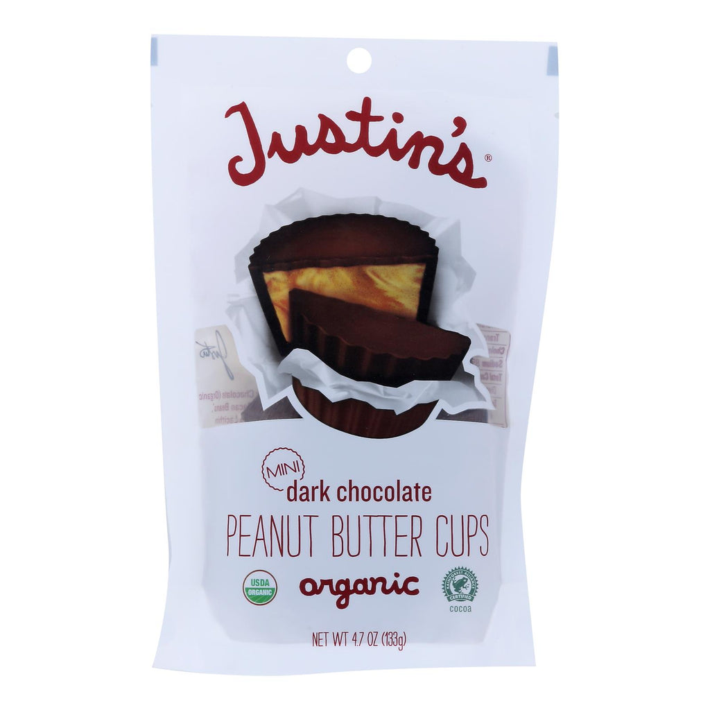 Justin's Nut Butter Peanut Butter Cups - Organic - Dark Chocolate - Mini - Case Of 6 - 4.7 Oz. - Lakehouse Foods