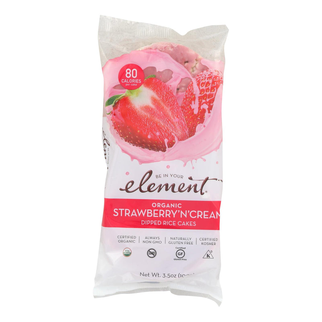 Element Organic Dipped Rice Cakes - Strawberry'n'cream - Case Of 6 - 3.5 Oz - Lakehouse Foods