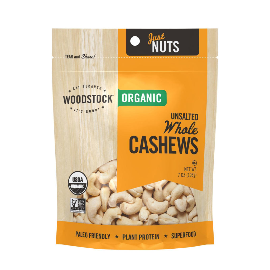 Woodstock Organic Whole Cashews, Unsalted - Case Of 8 - 7 Oz - Lakehouse Foods