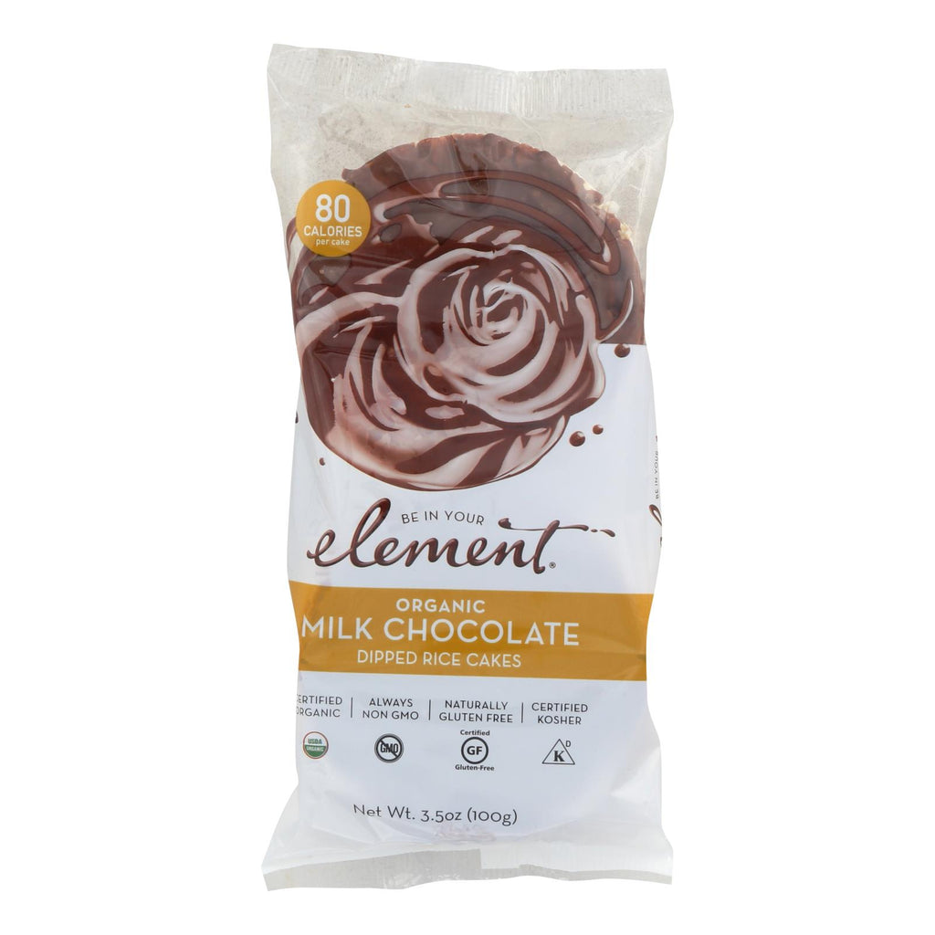 Element Organic Dipped Rice Cakes - Milk Chocolate - Case Of 6 - 3.5 Oz - Lakehouse Foods