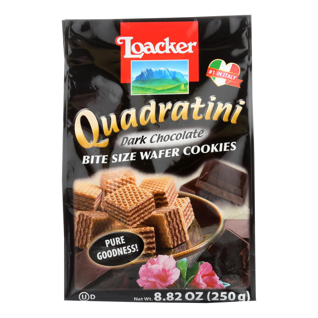 Loacker Quadratini Dark Chocolate Wafer Cookies  - Case Of 6 - 8.82 Oz - Lakehouse Foods