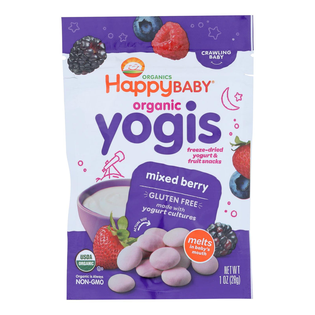 Happy Baby Happy Yogis Organic Superfoods Yogurt And Fruit Snacks Mixed Berry - 1 Oz - Case Of 8 - Lakehouse Foods