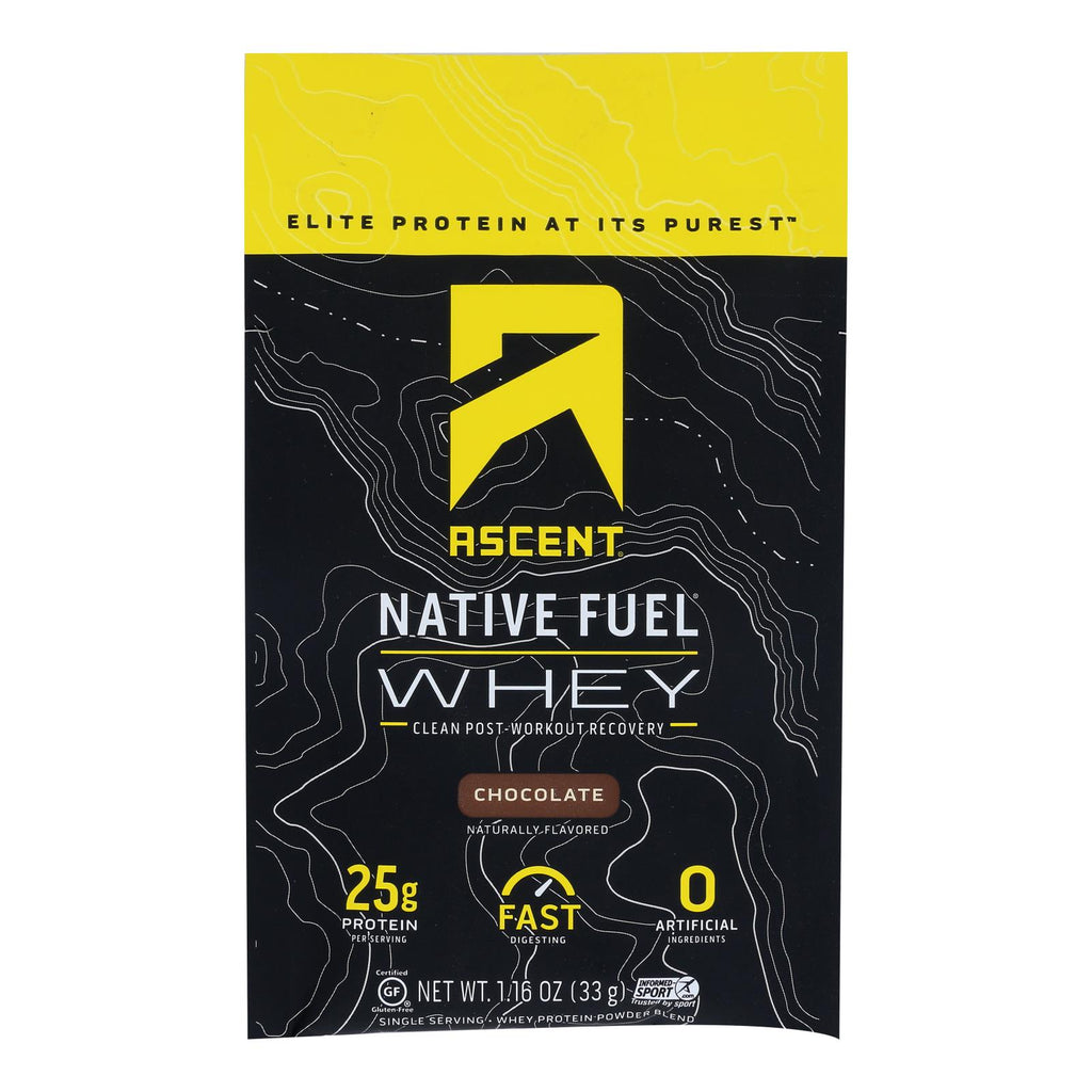 Ascent Native Fuel Chocolate Whey Protein Powder Blend Chocolate - Case Of 15 - 1.16 Oz - Lakehouse Foods
