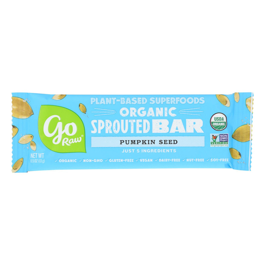 Go Raw - Organic Sprouted Bar - Pumpkin Seed  - Case Of 10 - 0.5 Oz. - Lakehouse Foods