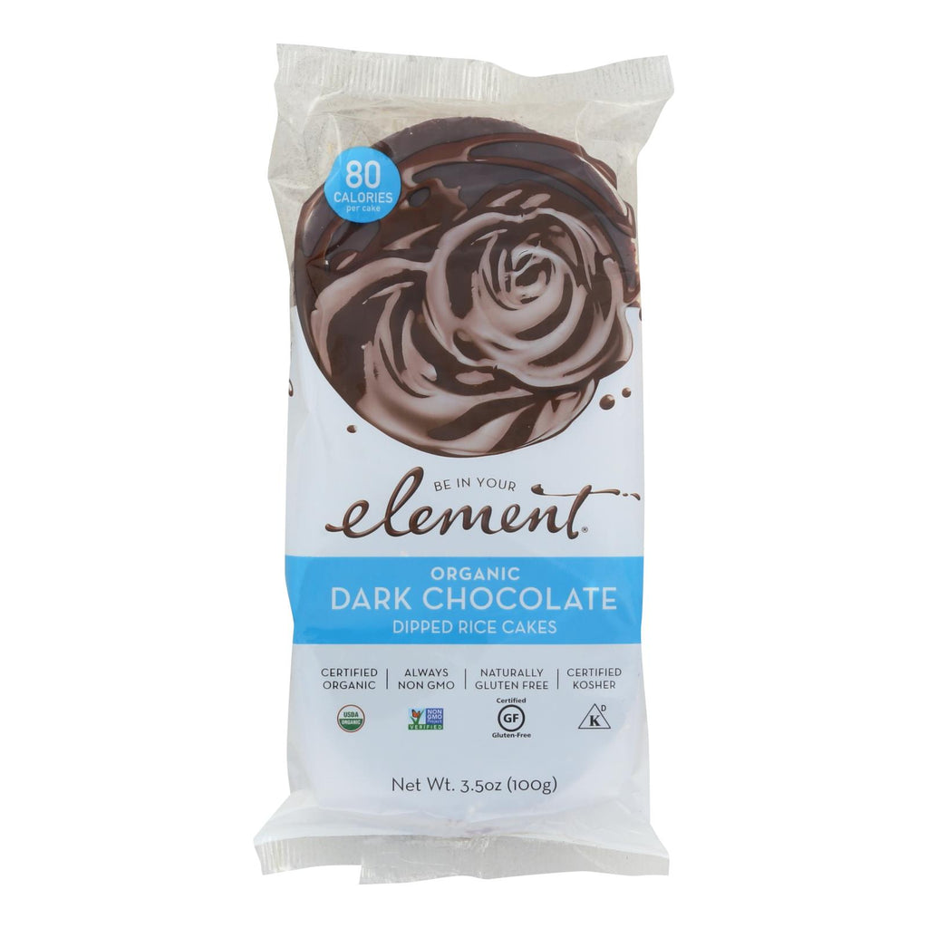 Element Organic Dipped Rice Cakes - Dark Chocolate - Case Of 6 - 3.5 Oz - Lakehouse Foods