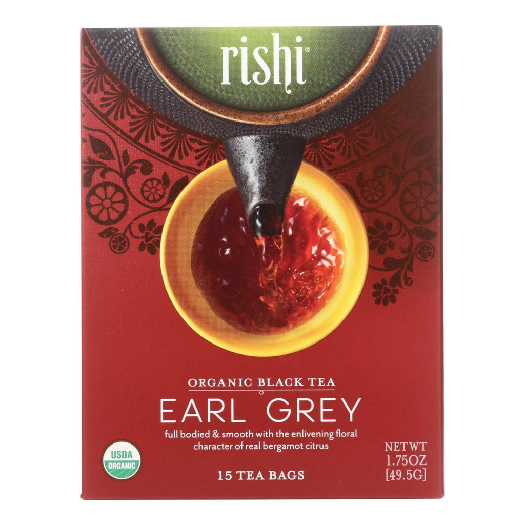 Rishi Organic Tea - Earl Grey - Case Of 6 - 15 Bags - Lakehouse Foods