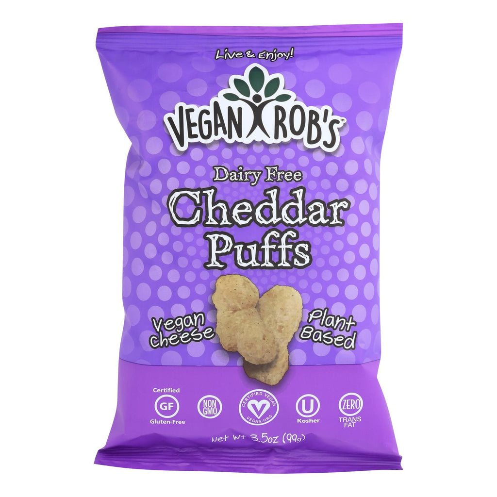 Vegan Rob's Dairy Free Puffs - Cheddar - Case Of 12 - 3.5 Oz - Lakehouse Foods