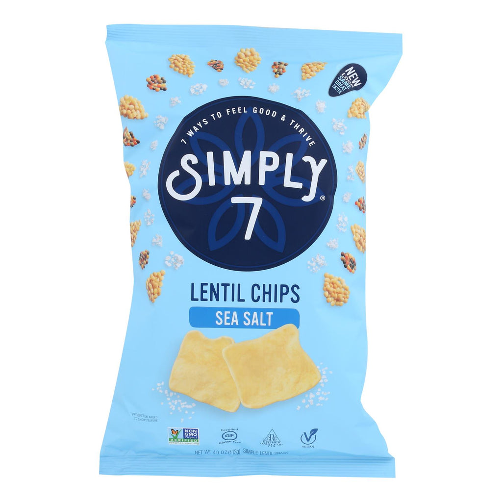 Simply 7 Lentil Chips - Sea Salt - Case Of 12 - 4 Oz. - Lakehouse Foods