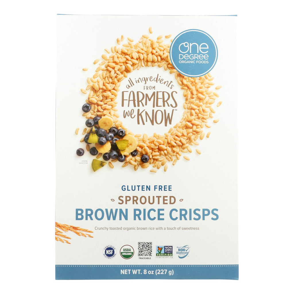 One Degree Organic Foods Sprouted Brown Rice - Crisps Cereal - Case Of 6 - 8 Oz. - Lakehouse Foods