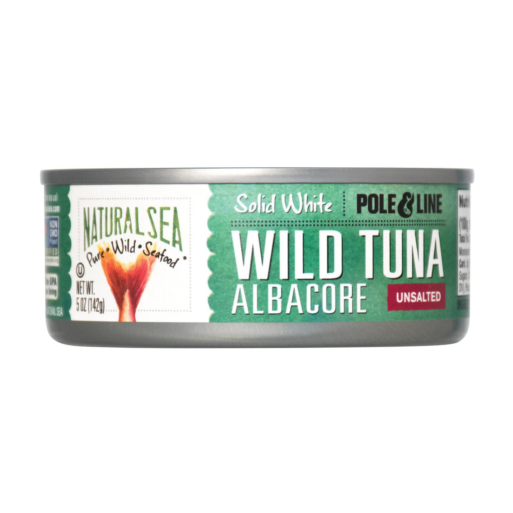 Natural Sea Wild Albacore Tuna, Unsalted, Solid White - Case Of 12 - 5 Oz - Lakehouse Foods