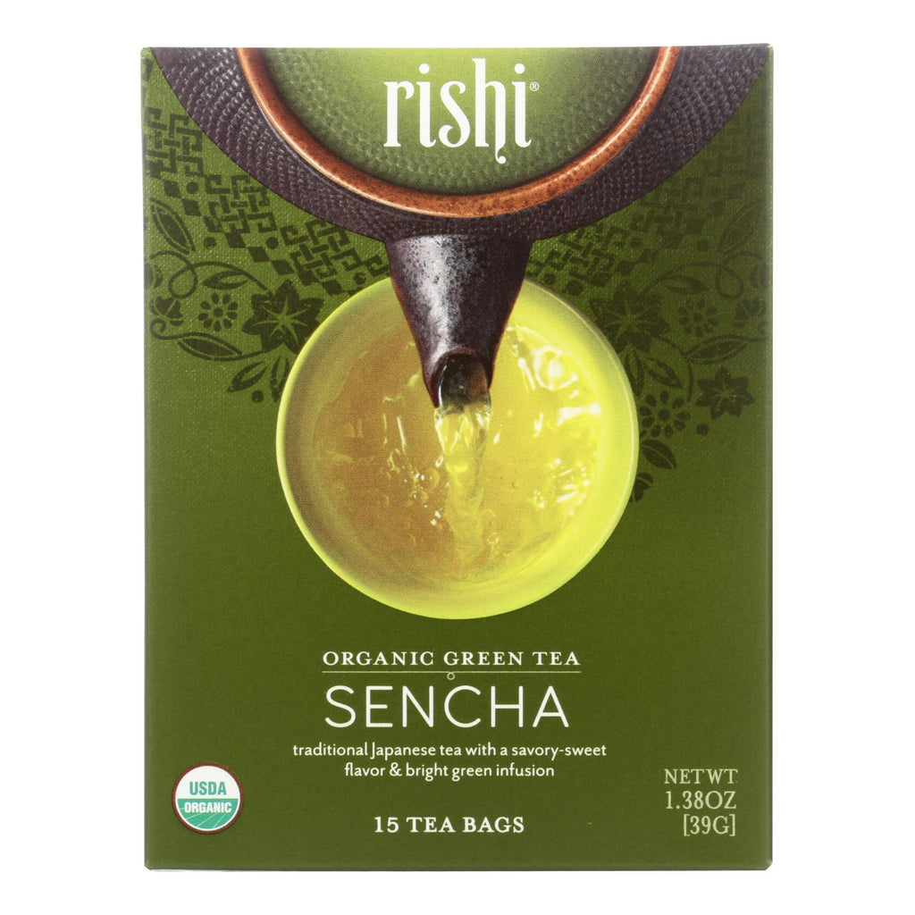 Rishi Organic Green Tea - Sencha - Case Of 6 - 15 Bags - Lakehouse Foods