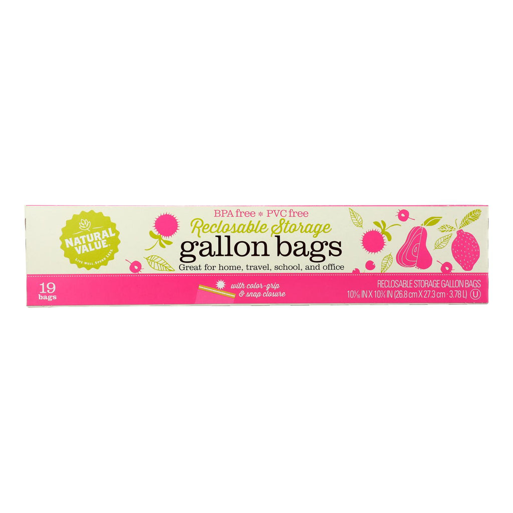 Natural Value - Storage Bags Gal Reclsble - Case Of 12 - 19 Ct - Lakehouse Foods