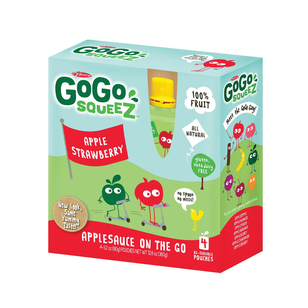 Gogo Squeeze Organic Applesauce - Apple Strawberry - Case Of 12 - 3.2 Oz. - Lakehouse Foods