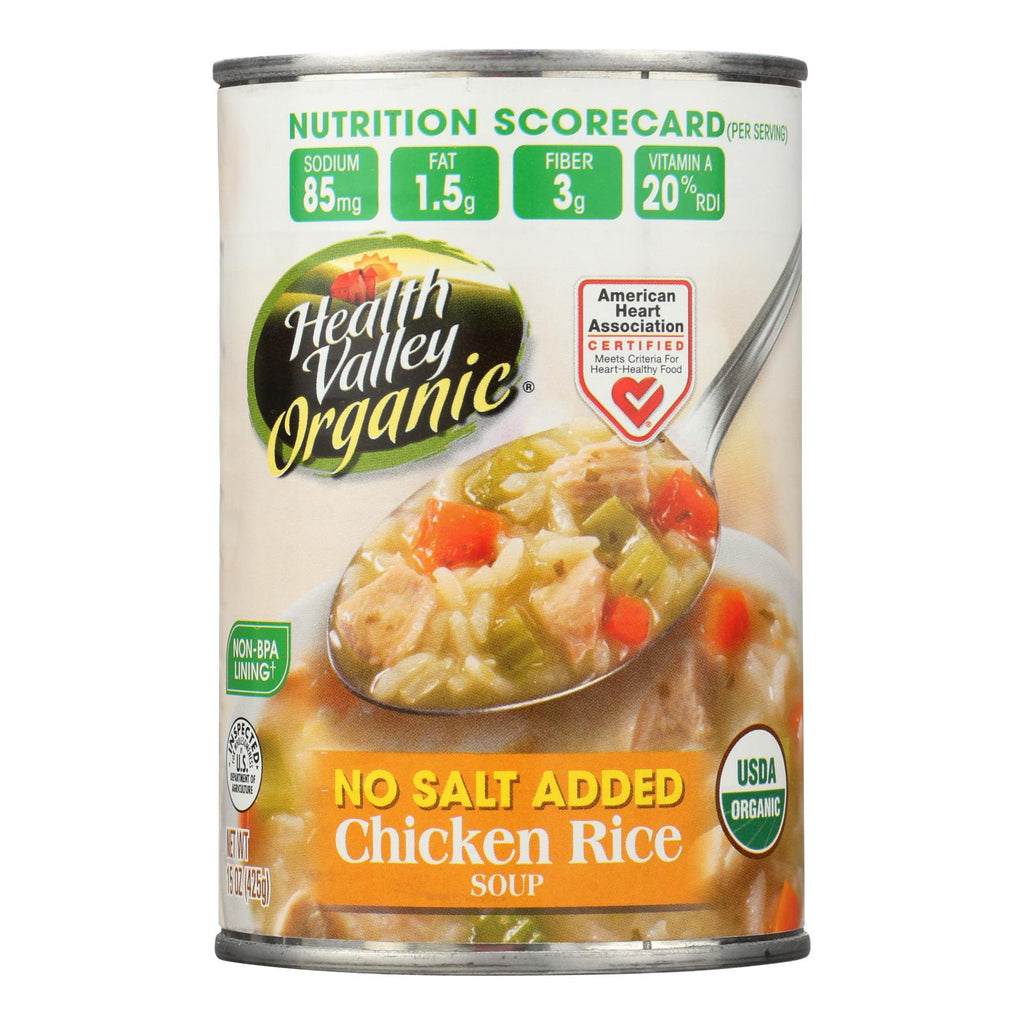 Health Valley Organic Soup - Chicken Rice No Salt Added - Case Of 12 - 15 Oz. - Lakehouse Foods