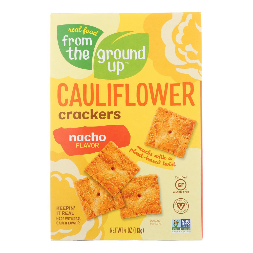 From The Ground Up - Cauliflower Crackers - Nacho - Case Of 6 - 4 Oz. - Lakehouse Foods