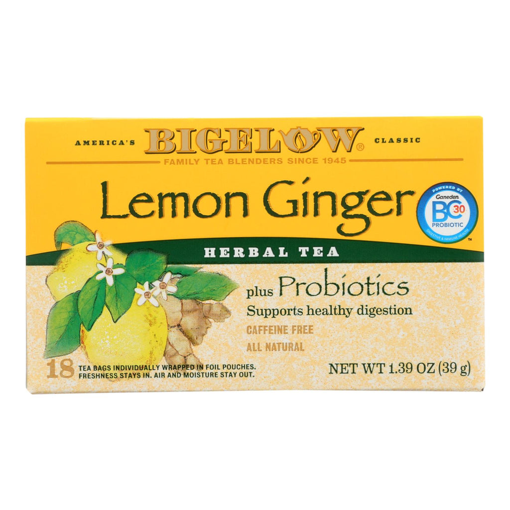 Bigelow Tea Herbal Tea - Plus Lemon Ginger - Case Of 6 - 18 Bag - Lakehouse Foods