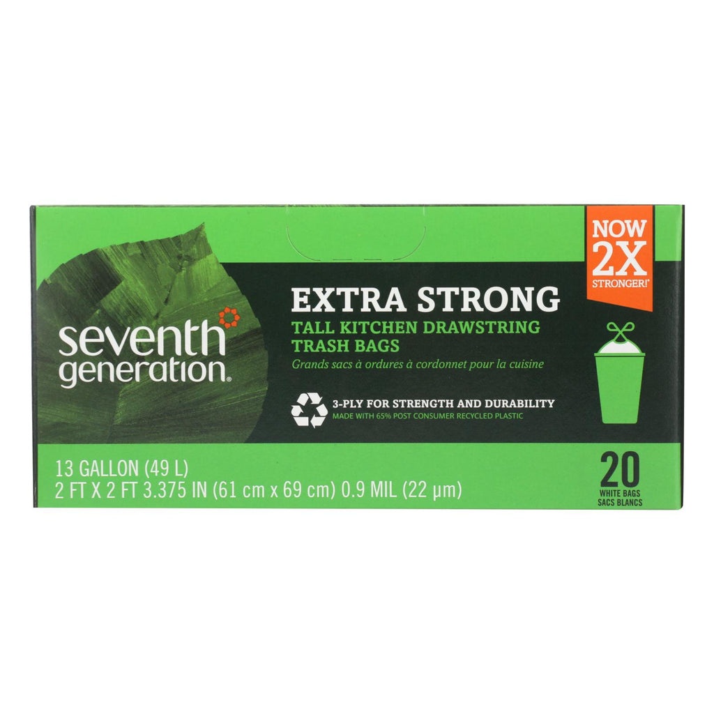 Seventh Generation Extra Strong Tall Kitchen Trash Bags - 13 Gallon - Case Of 12 - 20 Count - Lakehouse Foods