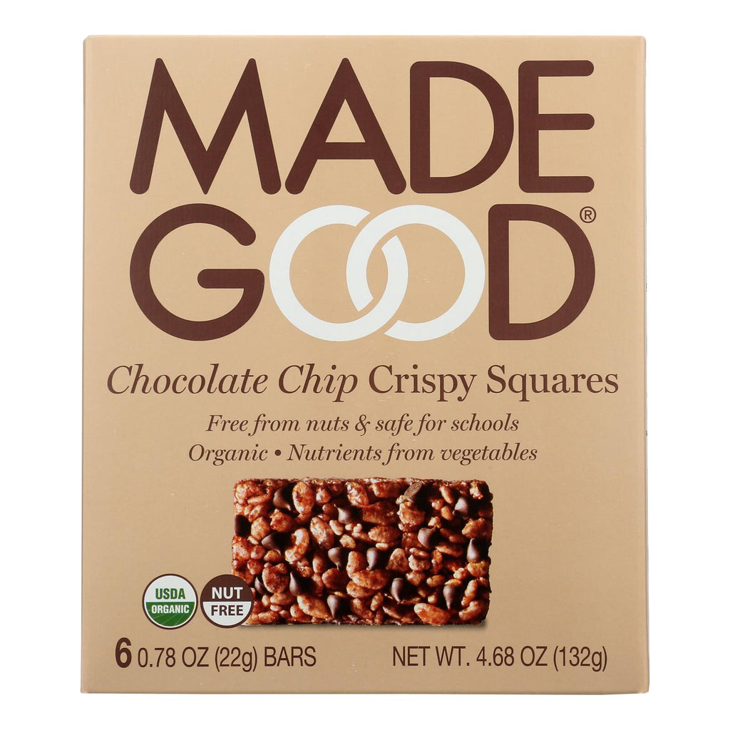 Made Good Crispy Squares - Chocolate Chip - Case Of 6 - 4.68 Oz. - Lakehouse Foods