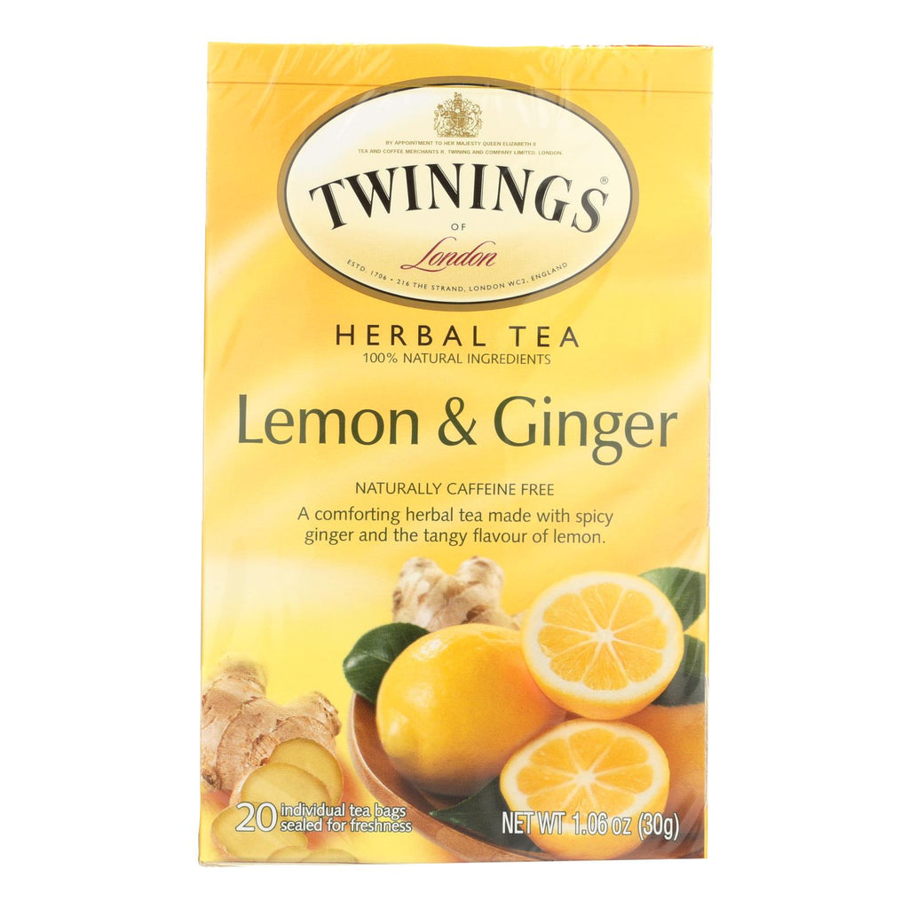 Twinings Tea Green Tea - Lemon And Ginger - Case Of 6 - 20 Bags - Lakehouse Foods