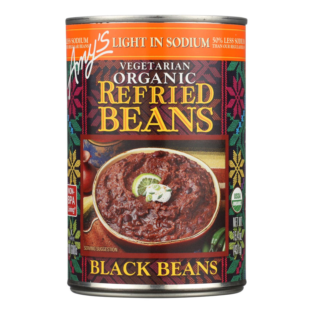 Amy's - Organic Light In Sodium Refried Black Beans - Case Of 12 - 15.4 Oz. - Lakehouse Foods