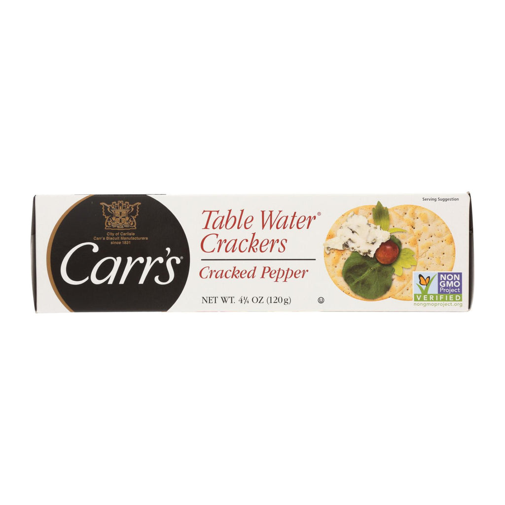 Carr's Table Water Crackers - Bite Size With Cracked Pepper - Case Of 12 - 4.25 Oz - Lakehouse Foods