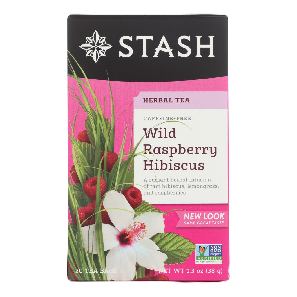 Stash Tea Hibiscus Herbal?tea - Wild Raspberry - Case Of 6 - 20 Bags - Lakehouse Foods