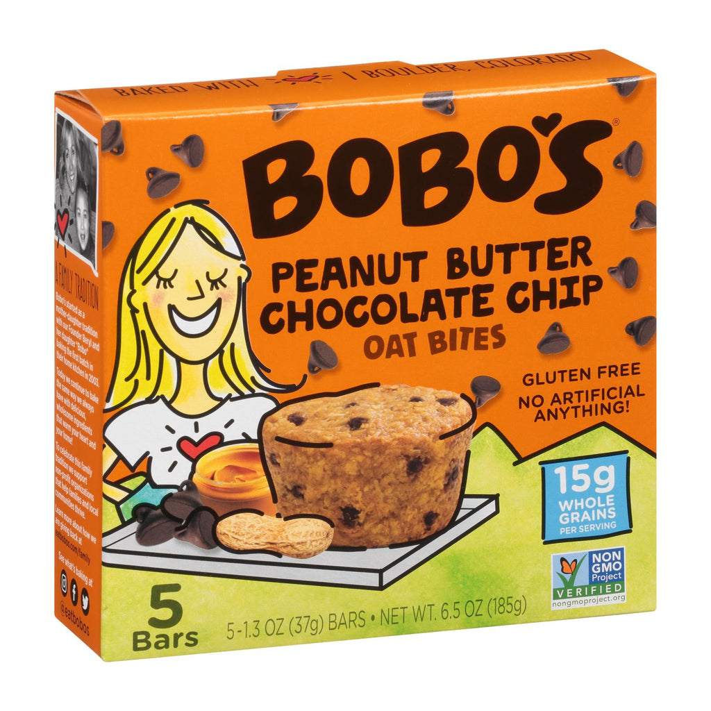 Bobo's Oat Bars - Oat Bite Pnutbtr Chocolate Chips - Case Of 6 - 6.5 Oz - Lakehouse Foods