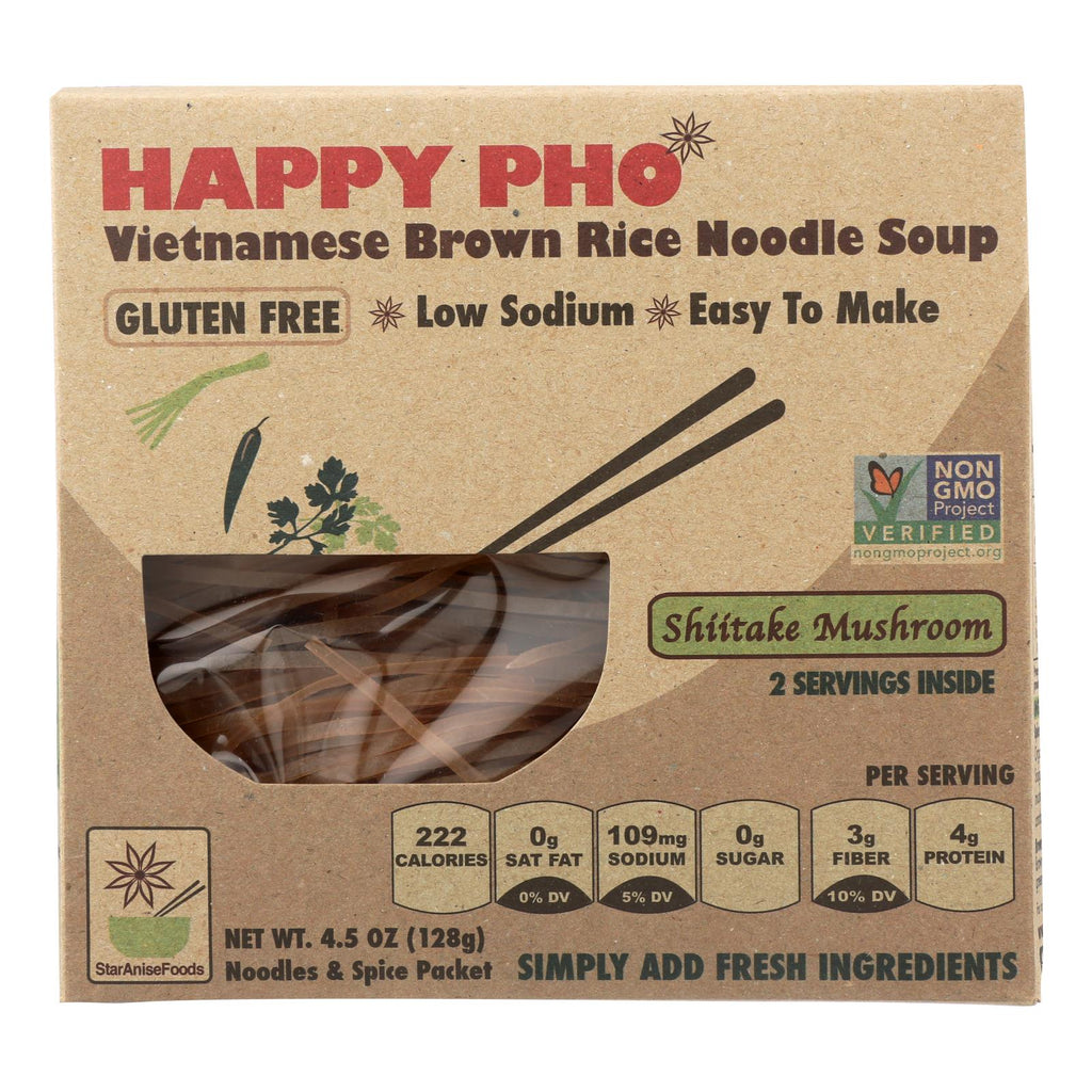 Star Anise Foods Soup - Brown Rice Noodle - Vietnamese - Happy Pho - Shiitake Mushroom - 4.5 Oz - Case Of 6 - Lakehouse Foods
