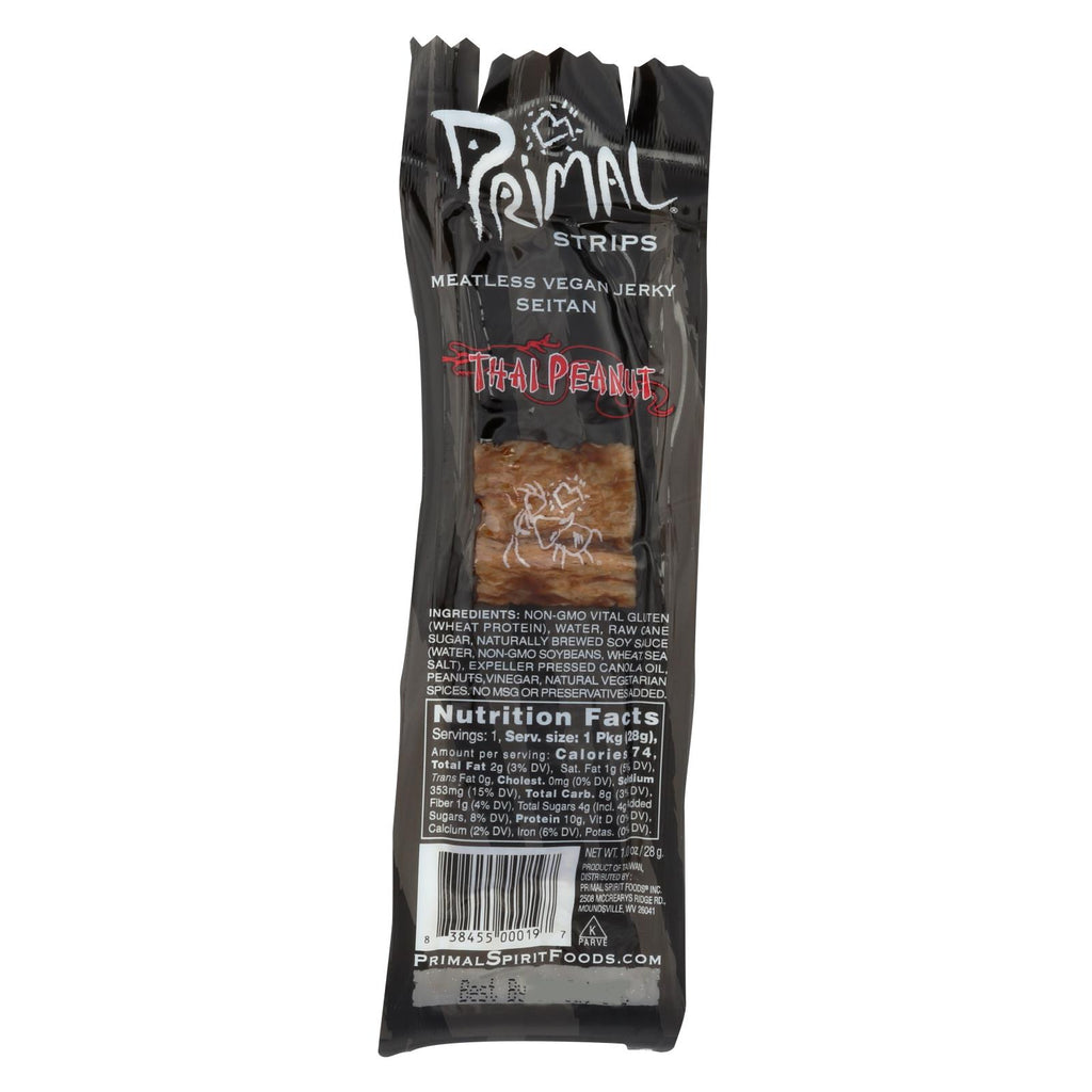 Primal Strips Vegan Jerky - Meatless - Seitan - Thai Peanut - 1 Oz - Case Of 24 - Lakehouse Foods