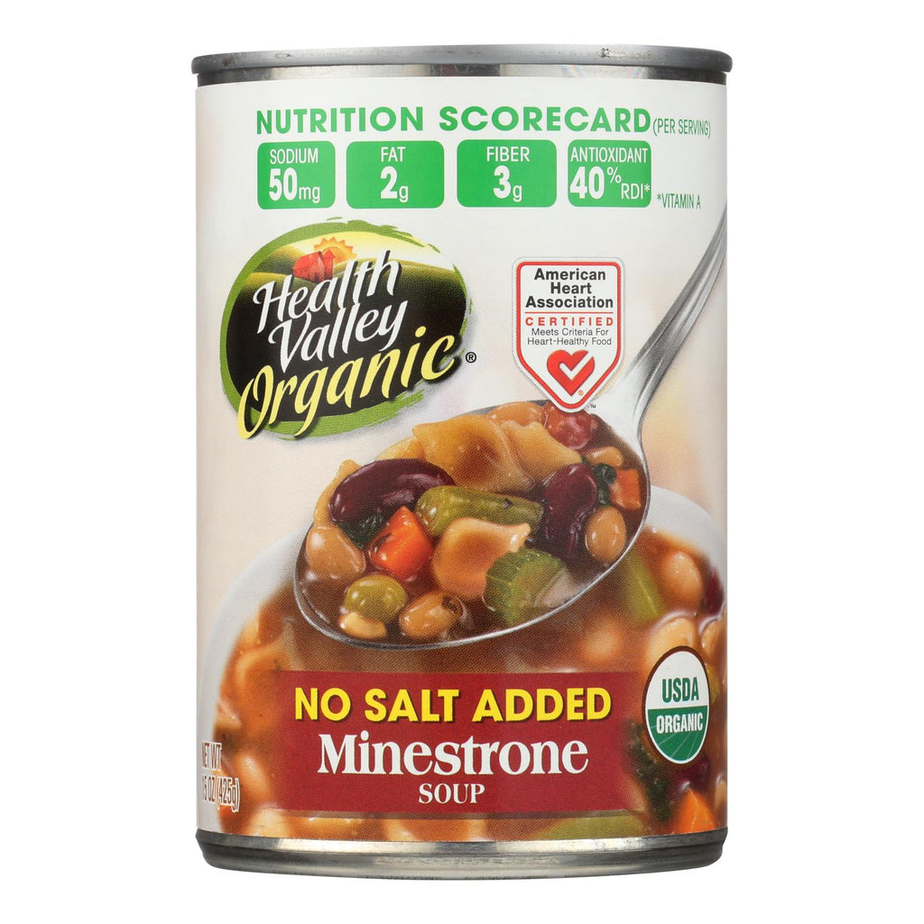 Health Valley Organic Soup - Minestrone No Salt Added - Case Of 12 - 15 Oz. - Lakehouse Foods