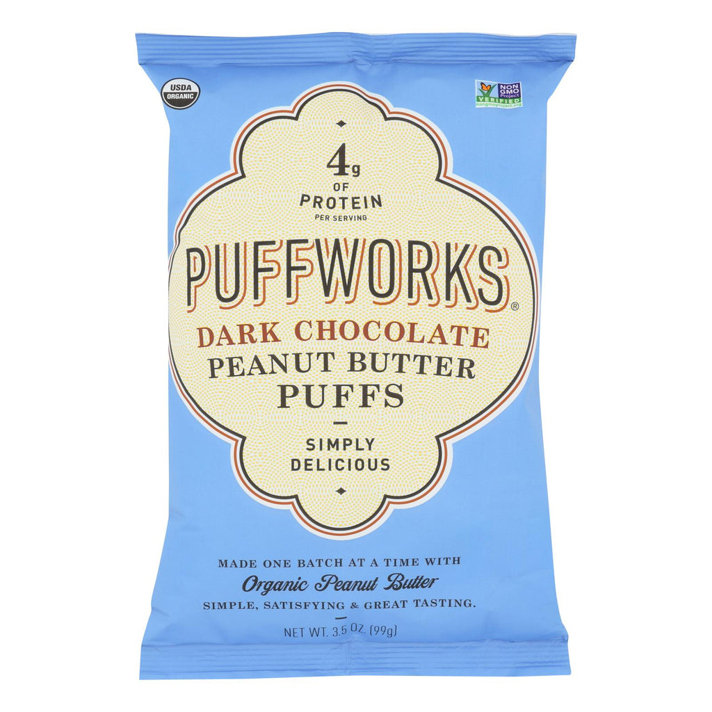 Puffworks - Puffs Dark Chocolate Peanut Butter Gluten Free - Case Of 8-3.5 Oz - Lakehouse Foods