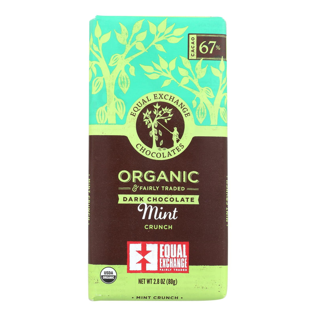 Equal Exchange Organic Dark Chocolate Bar - Mint Crunch - Case Of 12 - 2.8 Oz. - Lakehouse Foods