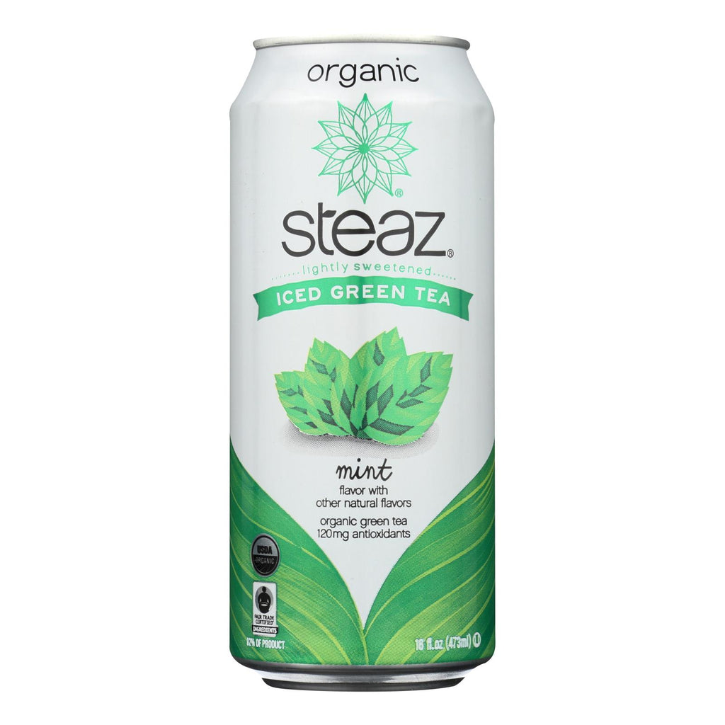 Steaz Lightly Sweetened Green Tea - Mint - Case Of 12 - 16 Fl Oz. - Lakehouse Foods