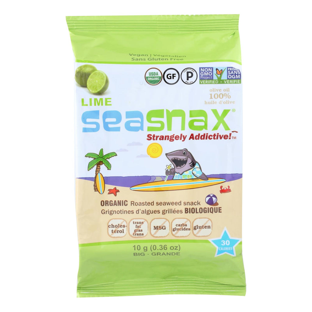 Seasnax Organic Seaweed - Lime - Case Of 12 - .36 Oz - Lakehouse Foods