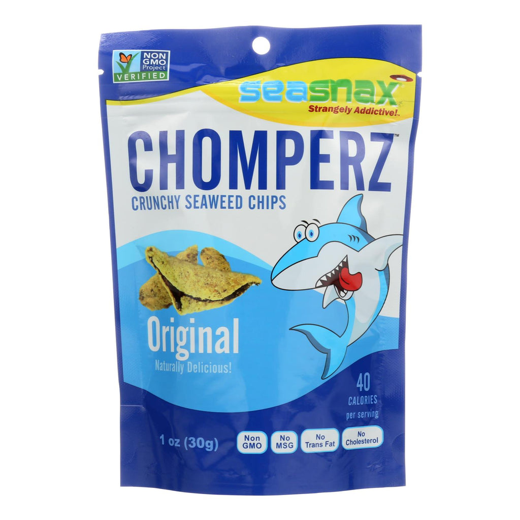 Seasnax Chomperz Crunchy Seaweed Chips - Original - Case Of 8 - 1 Oz. - Lakehouse Foods