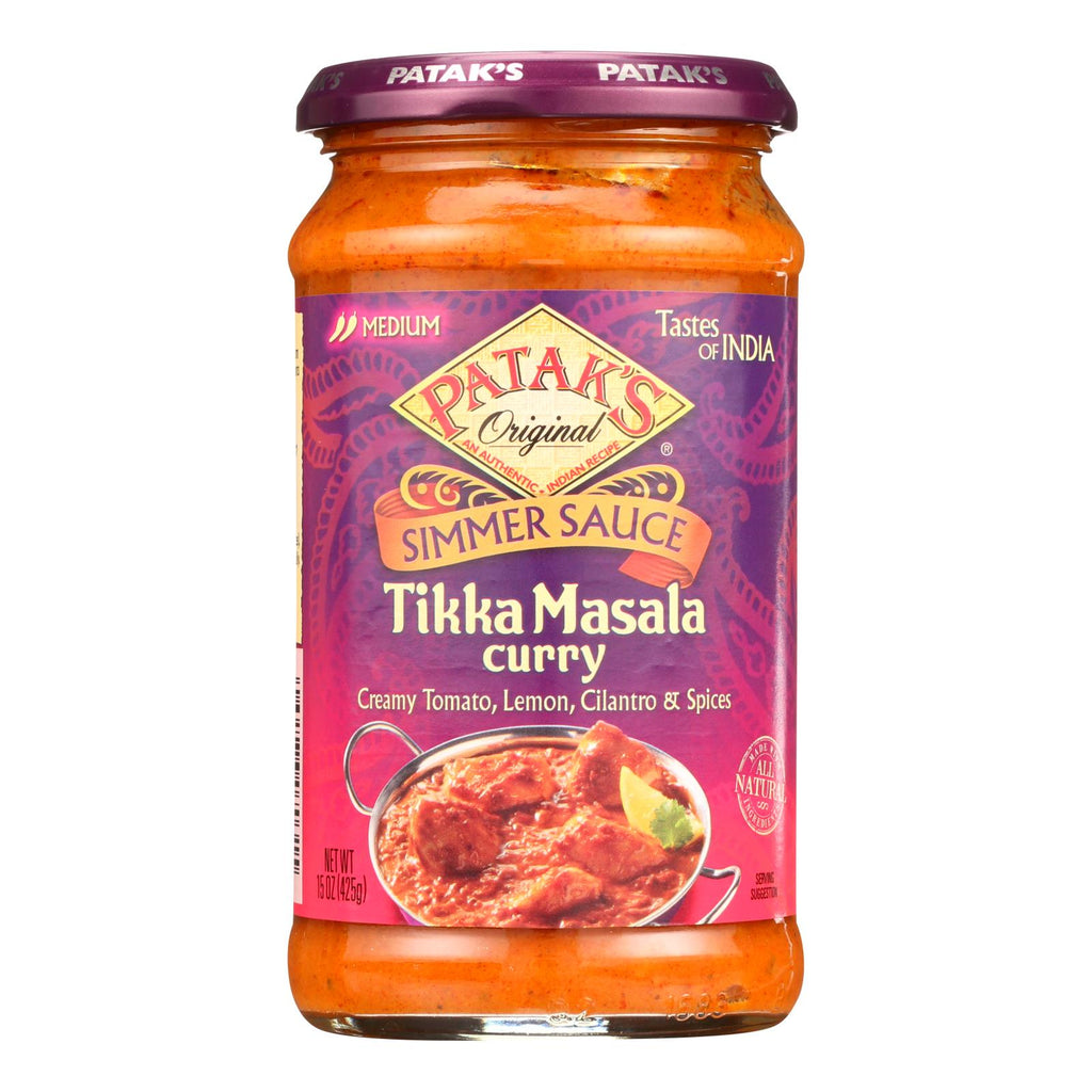 Pataks Simmer Sauce - Tikka Masala Curry - Medium - 15 Oz - Case Of 6 - Lakehouse Foods