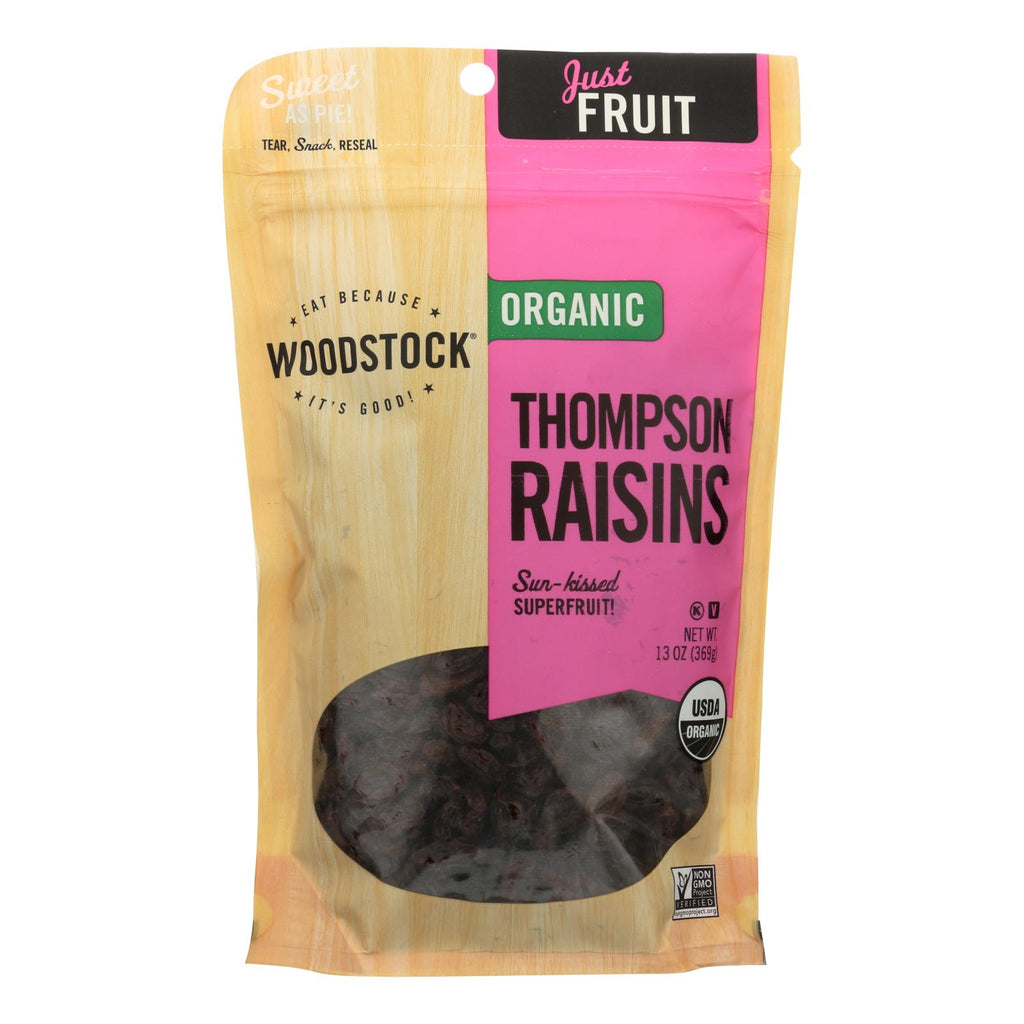 Woodstock Organic Unsweetened Raisins - Case Of 8 - 13 Oz - Lakehouse Foods