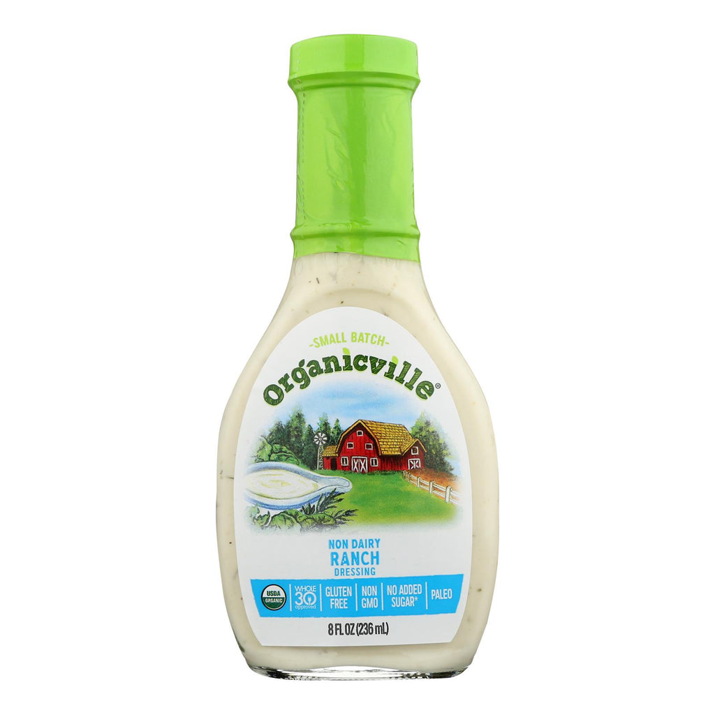 Organic Ville Organic Dressing - Dairy Free Ranch Vinaigrette - Case Of 6 - 8 Fl Oz. - Lakehouse Foods