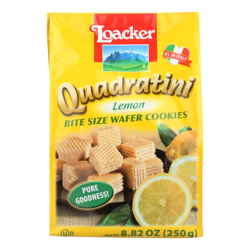 Loacker, Quadratini Lemon Bite Size Wafer Cookies - Case Of 6 - 8.82 Oz - Lakehouse Foods