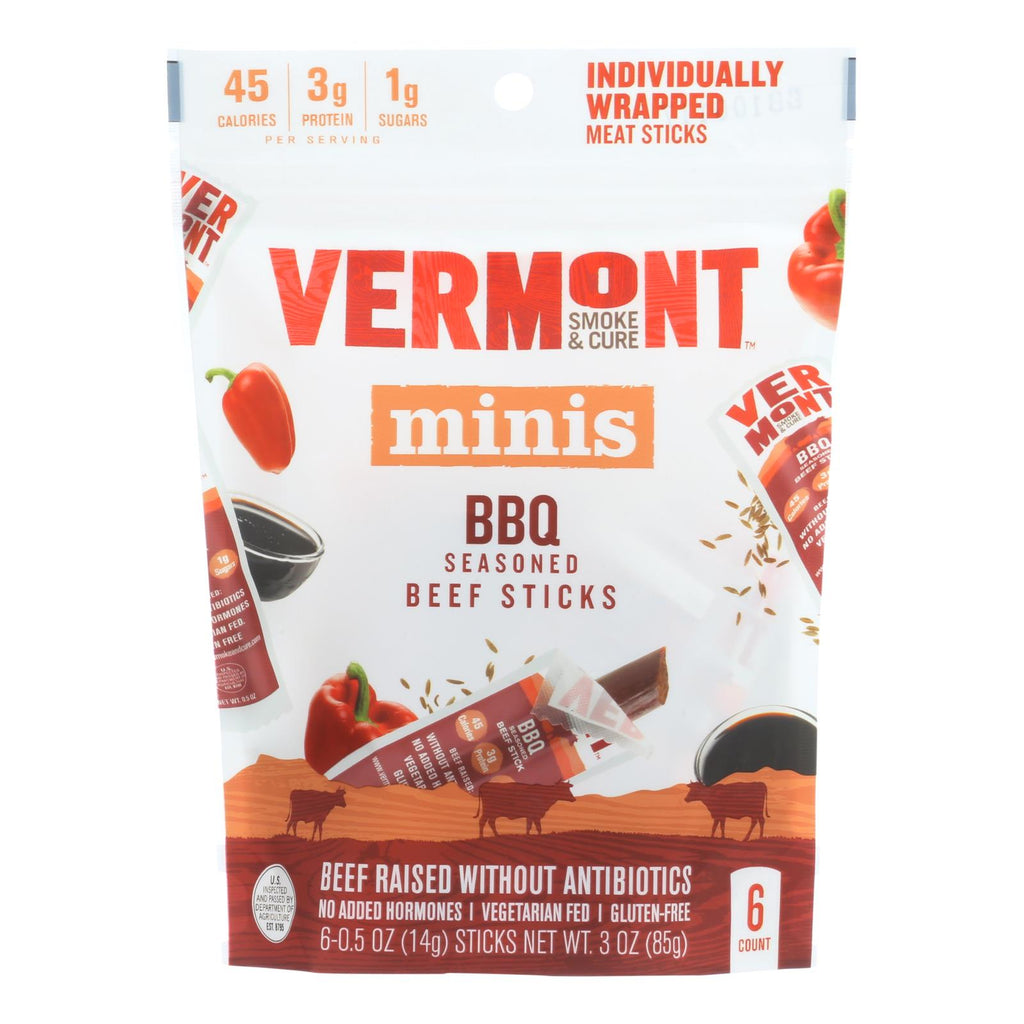 Vermont Smoke And Cure Beef Stick - Bbq - Case Of 8 - 6-.5 Oz - Lakehouse Foods