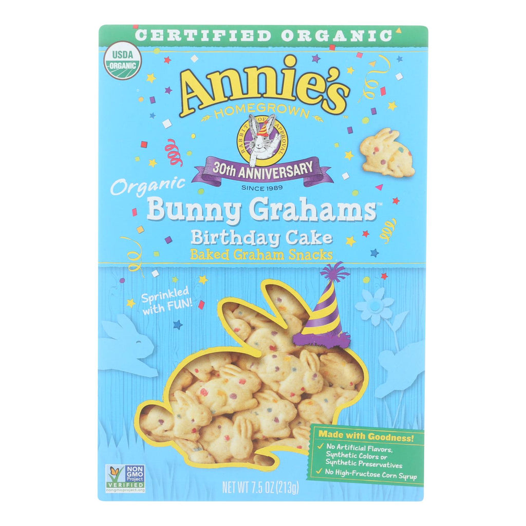 Annie's Organic Birthday Cake Bunny Grahams - Case Of 12 - 7.5 Oz - Lakehouse Foods