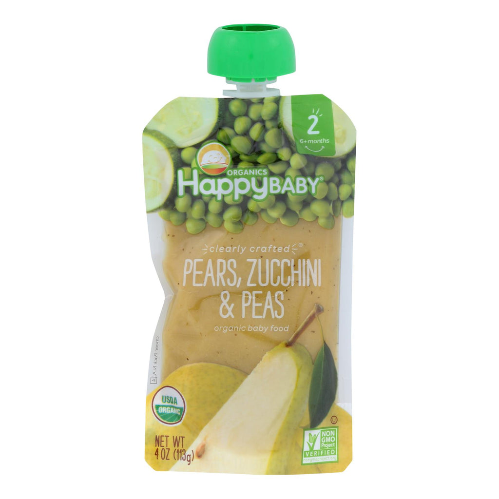 Happy Baby Happy Baby Clearly Crafted - Pears Zucchini And Peas - Case Of 16 - 4 Oz. - Lakehouse Foods