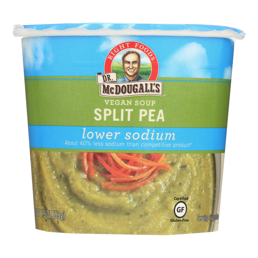 Dr. Mcdougall's Vegan Split Pea Lower Sodium Soup Cup - Case Of 6 - 1.9 Oz. - Lakehouse Foods