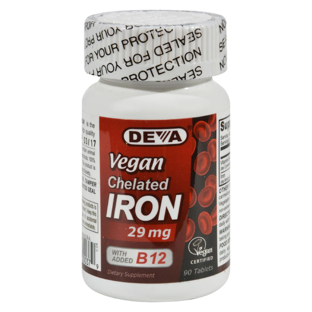 Deva Vegan Vitamins - Chelated Iron - 29 Mg - 90 Tablets - Lakehouse Foods