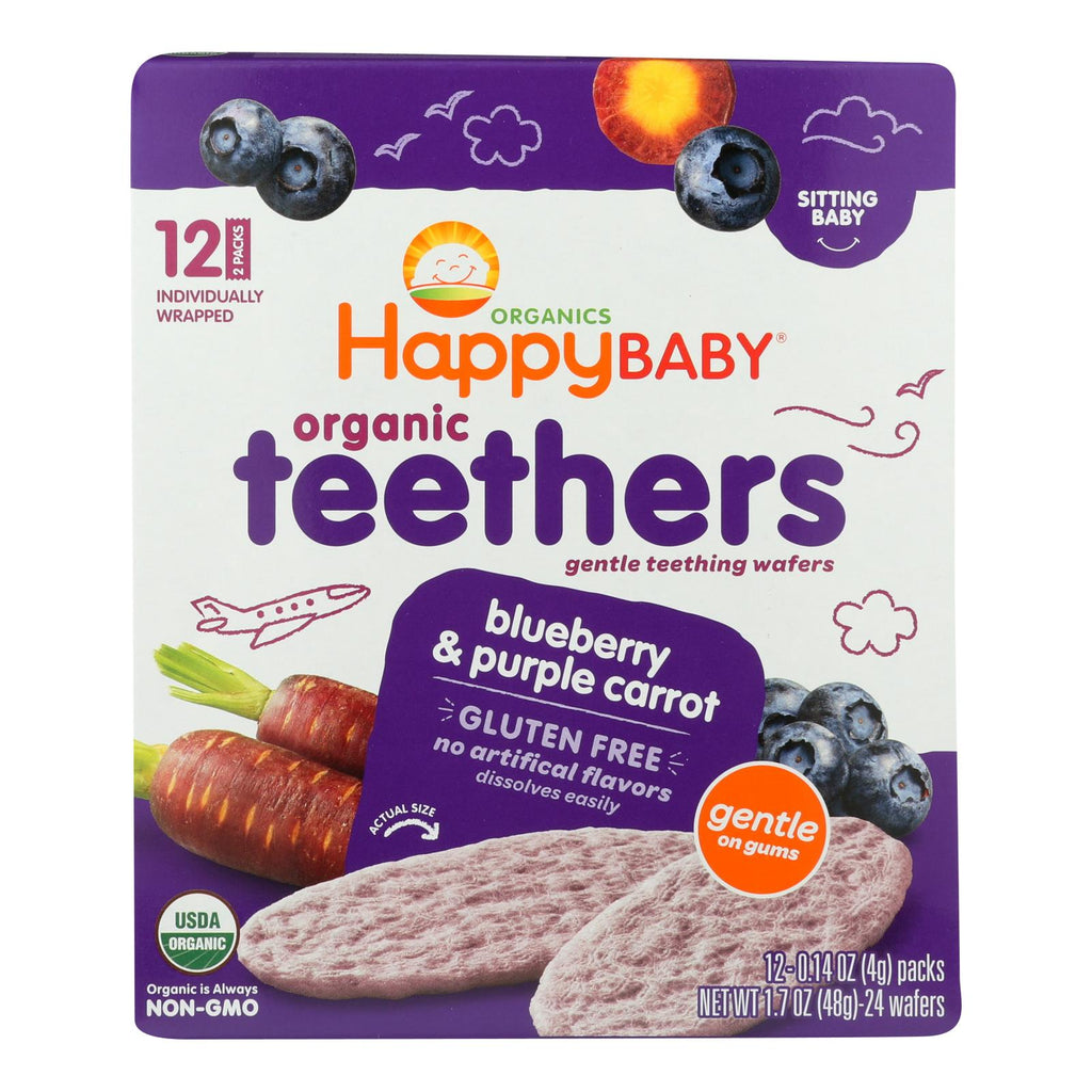 Happy Baby Teethers - Organic - Gentle - Blueberry And Purple Carrot - 1.7 Oz - Case Of 6 - Lakehouse Foods